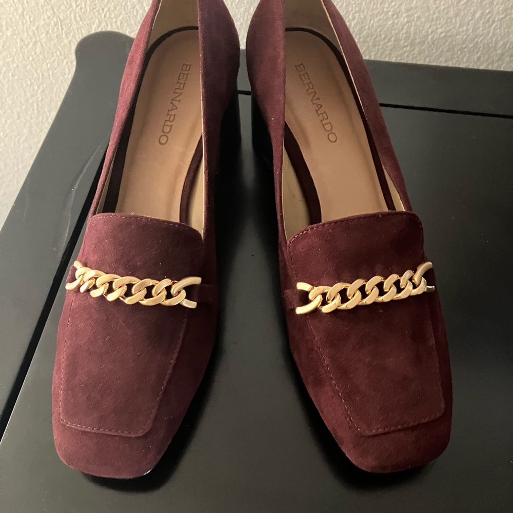 Bernardo Burgundy Flats with Gold Accent